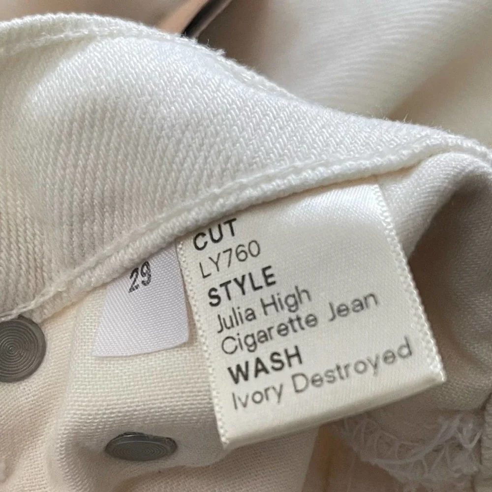 Reformation Julia High Waist Ivory Destroyed Cigarette Jeans Size 29 NWT - Picture 7 of 7